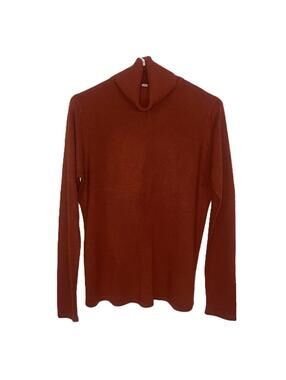 Stephanie Rogers Rust Turtleneck Sweater Cozy Fall Minimalist Medium Women
